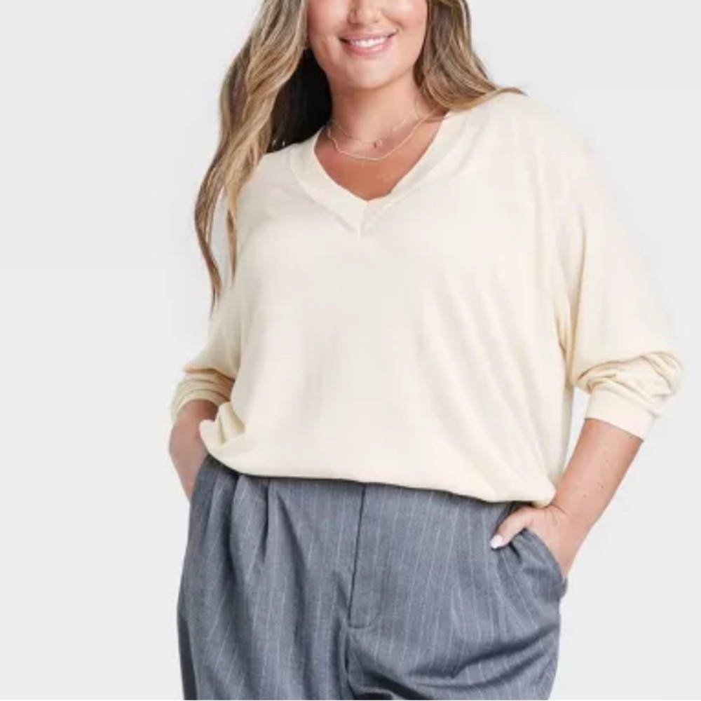 A NEW DAY Women's Fine Gauge V-Neck Pullover Sweater - Size XXL
